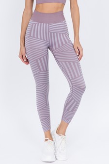 Women's Striped Seamless Activewear Leggings - Top:ACT641