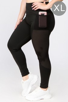 Women's Jersey Mesh Striped 3-Pocket Activewear Leggings (XL only)