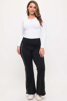 Women's Active Fleece Lined Flare Leggings with Contrast Piping