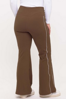 Women's Active Fleece Lined Flare Leggings with Contrast Piping style 2