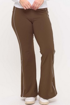 Women's Active Fleece Lined Flare Leggings with Contrast Piping style 5