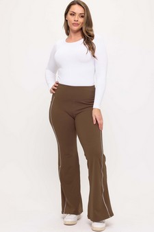 Women's Active Fleece Lined Flare Leggings with Contrast Piping