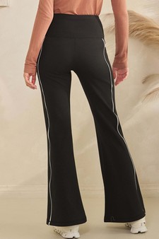Women's Active Fleece Lined Flare Leggings with Contrast Piping style 2