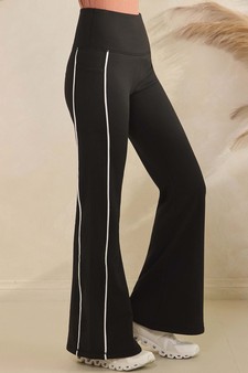 Women's Active Fleece Lined Flare Leggings with Contrast Piping style 3