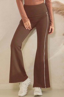 Women's Active Fleece Lined Flare Leggings with Contrast Piping