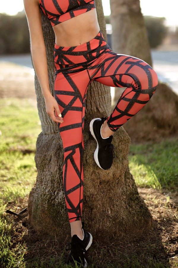 Women\'s Abstract Grid Printed Activewear Leggings - Wholesale