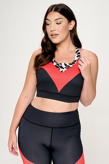 Women's Leopard Colorblock Activewear Sports Bra