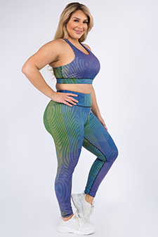 Women's Pinestripe Geo Sports Bra and Leggings Activewear Set style 2