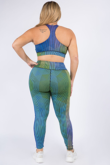 Women's Pinestripe Geo Sports Bra and Leggings Activewear Set style 3