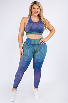 Women's Pinestripe Geo Sports Bra and Leggings Activewear Set style 4