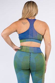 Women's Pinestripe Geo Activewear Sports Bra style 3