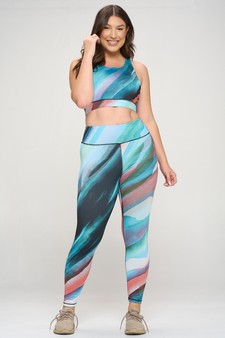 Women's Waves of Blue Watercolor Activewear Set