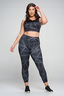 Women's Abstract Grid Printed Activewear Set