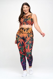 Women’s Creative Marijuana Print Activewear Set