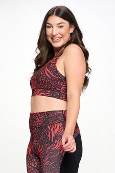 Women’s Red Garden Color Block Design Activewear Sports Bra style 2