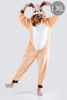 Women's Spotted Heart Reindeer Animal Onesie - (6pcs L/XL only)