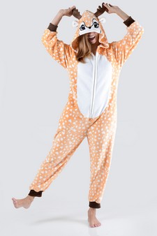 Women's Spotted Heart Reindeer Animal Onesie