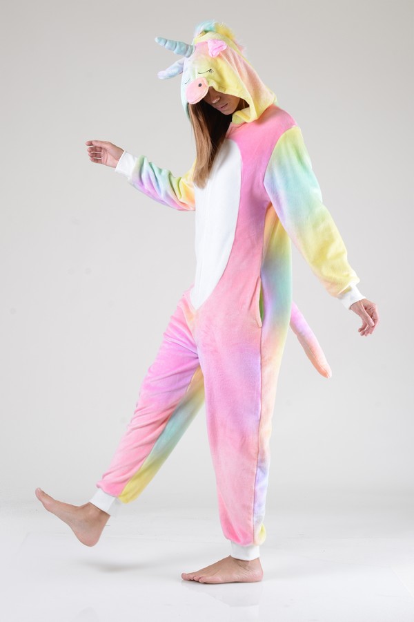 Plush Tie Dye Unicorn Animal Onesie Pajama Wholesale Yelete