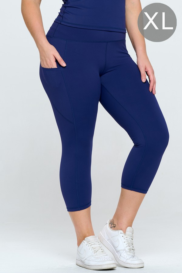 Women's Buttery Soft Activewear Capri Leggings with Pockets (XL