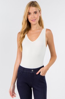 Reversible V-Neck Basic Tank Top Bodysuit