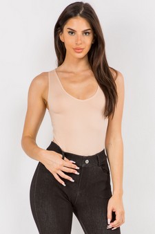 Reversible V-Neck Basic Tank Top Bodysuit