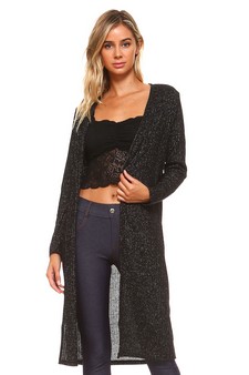 Long Sleeve Ribbed Shimmer Cardigan