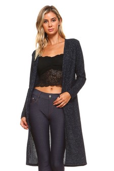 Long Sleeve Ribbed Shimmer Cardigan