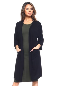 Women's Long Sleeve Knit Wrap Cardigan with Pockets