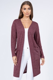 Women's Long Sleeve Knit Wrap Cardigan with Pockets