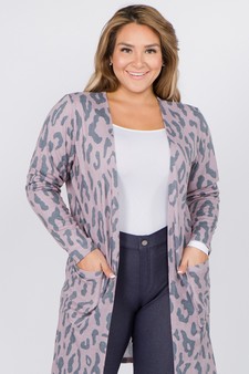 Women's Leopard Print Cardigan with Pockets