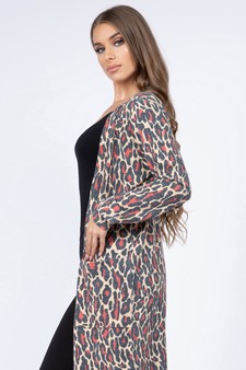 Women's Leopard Print Cardigan with Pockets