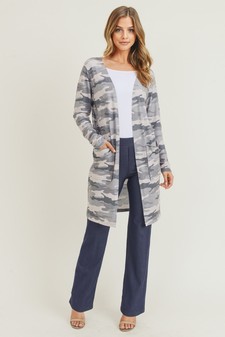 Women's Camouflage Duster Cardigan with Pockets style 5