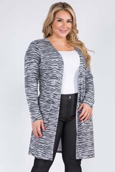 Women's Zebra Striped Duster Cardigan