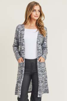 Women's Zebra Striped Duster Cardigan