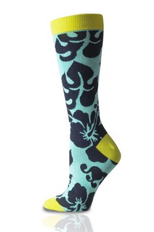 Cotton Republic® Hawaiian Hibiscus Print Men's Dress Socks