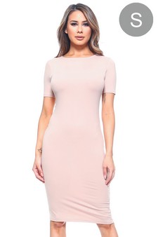 Short Sleeve Crew Neck Midi Bodycon Dress (Small only)