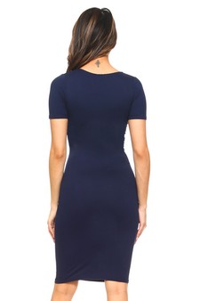Short Sleeve Crew Neck Midi Bodycon Dress style 4