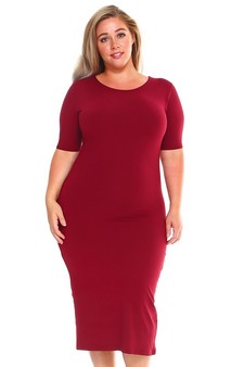 Short Sleeve Crew Neck Midi Bodycon Dress