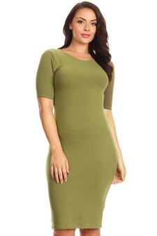 Short Sleeve Crew Neck Midi Bodycon Dress