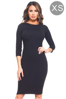 Crew Neck 3/4 Sleeve Midi Bodycon Dress (XS only)