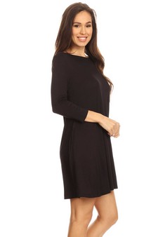 Women's 3/4 Sleeve Swing Dress with Pockets style 3
