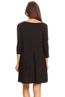 Women's 3/4 Sleeve Swing Dress with Pockets style 4