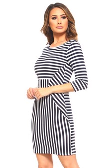 Lady's 3/4 Sleeve Striped Dress