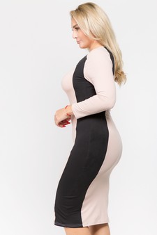 Color Block Contrast Midi Dress Plus Size style 2