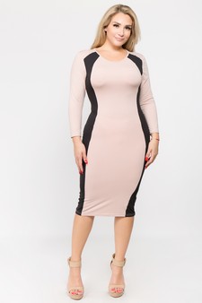 Color Block Contrast Midi Dress Plus Size style 4