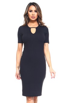 Keyhole Short Sleeve Midi Dress