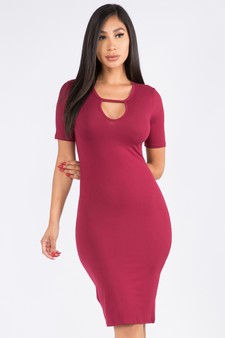 Keyhole Short Sleeve Midi Dress