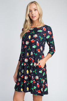 Women's All Things Christmas Print Dress