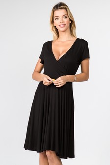 Women's V-Neck Surplice Casual Swing Dress style 2