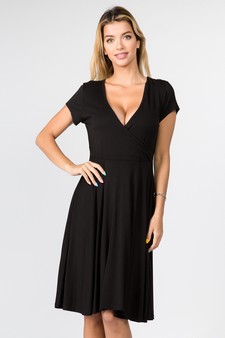 Women's V-Neck Surplice Casual Swing Dress
